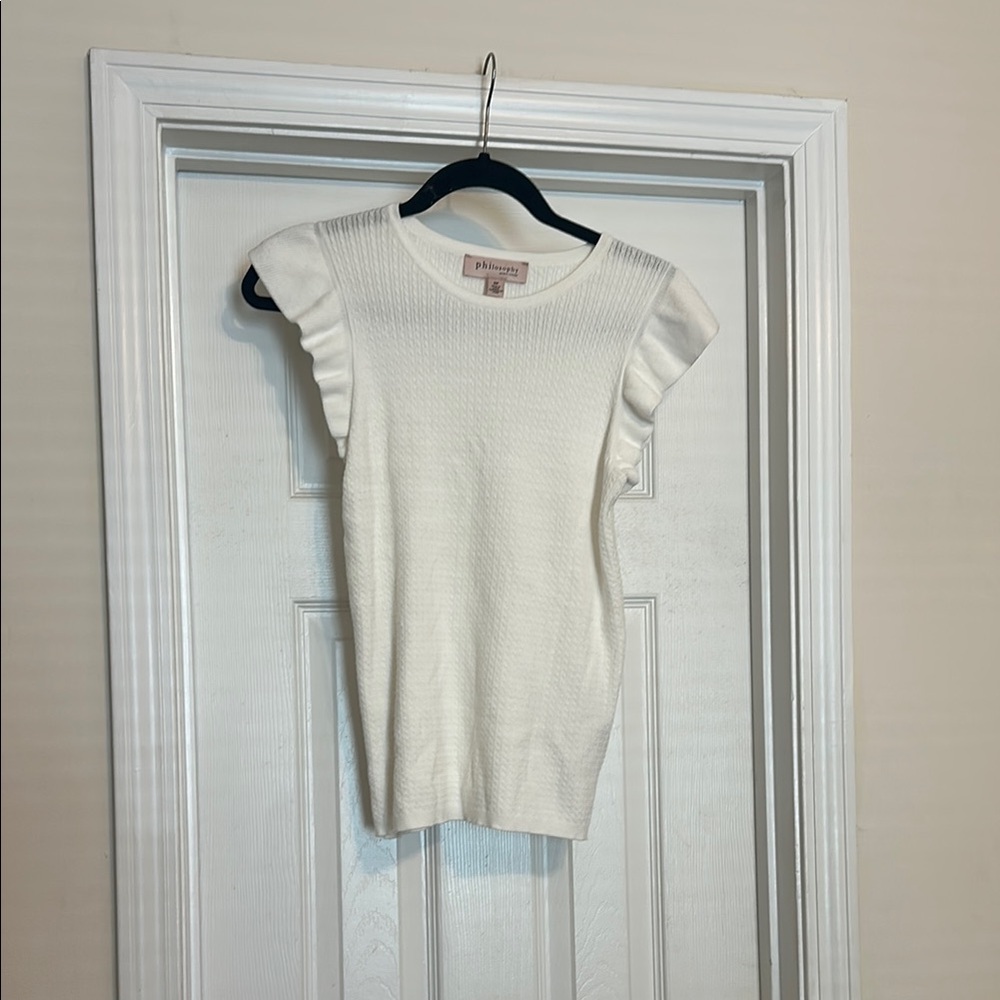 Philosophy White Flutter Sleeve Blouse